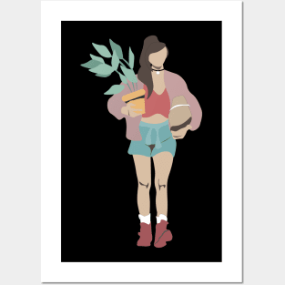 Girl with a flower in a pot Posters and Art